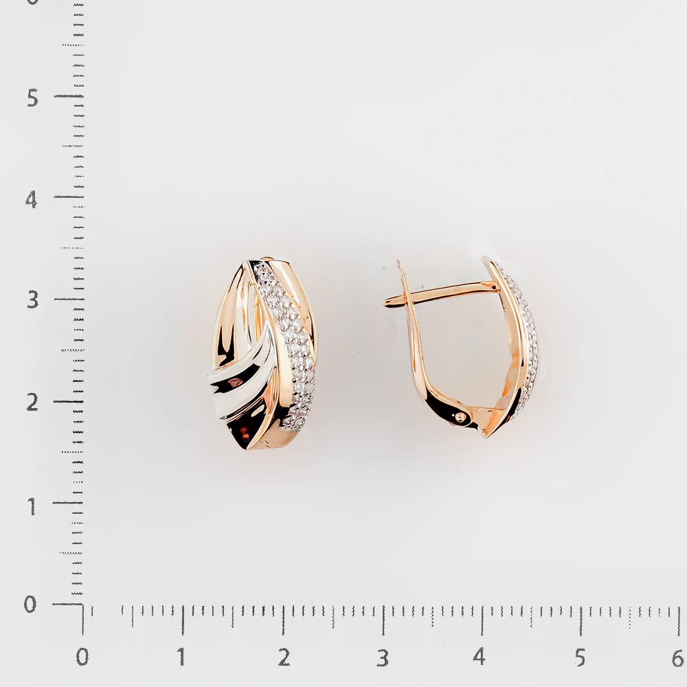 Серьги с фианитом из красного золота 585 пробы