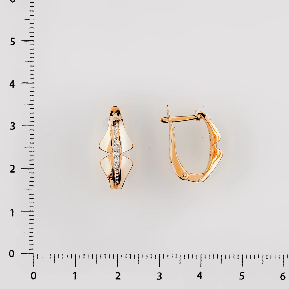 Серьги с фианитом из красного золота 585 пробы