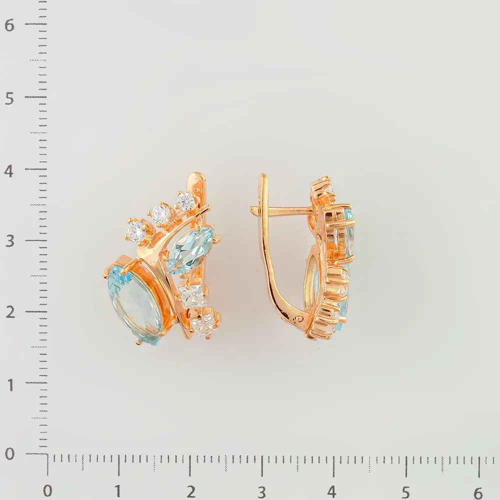 Серьги с топазом из красного золота 585 пробы
