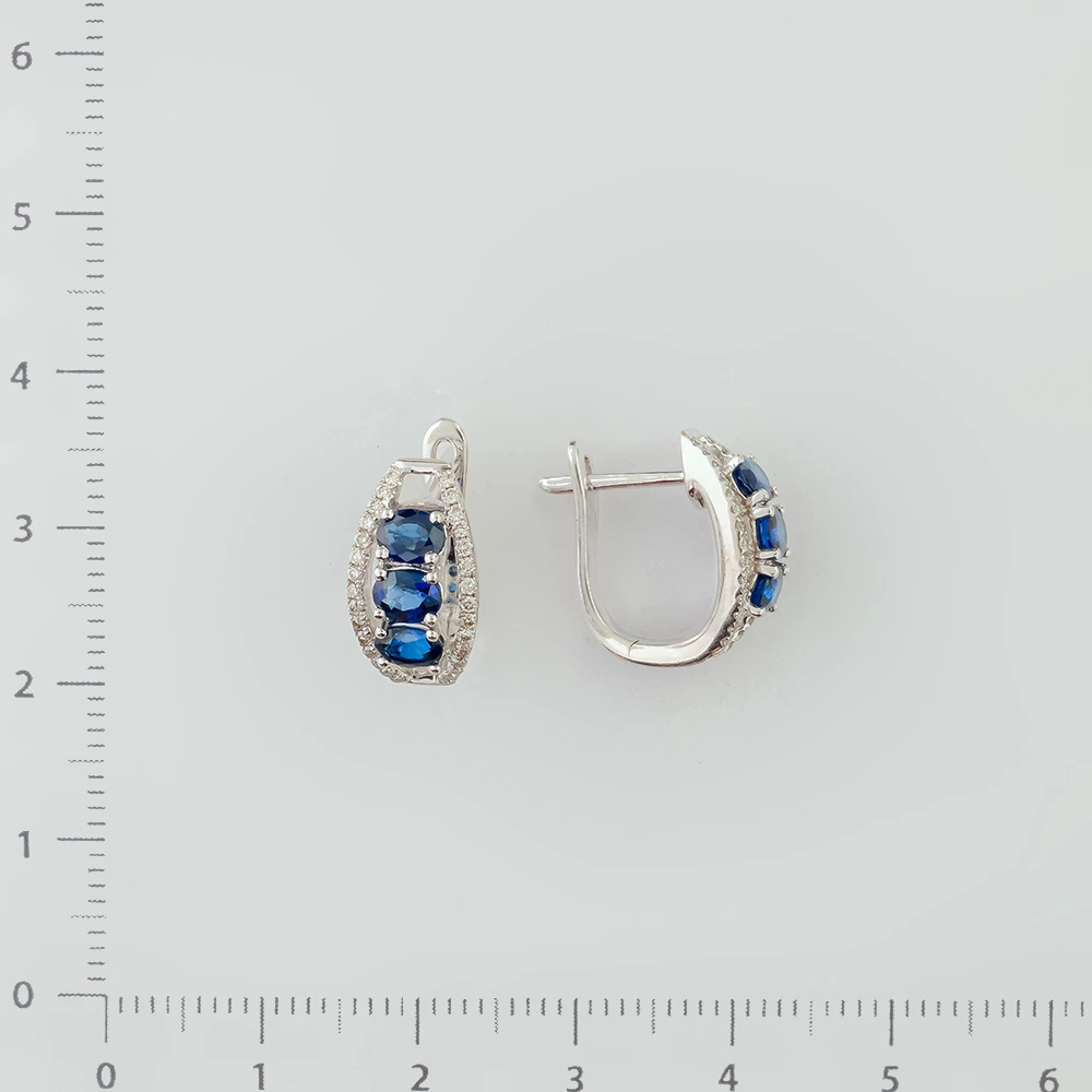 Серьги с сапфиром из белого золота 585 пробы