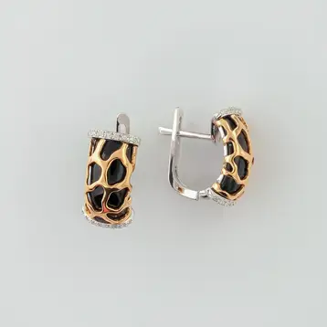 Серьги с керамикой из белого золота 585 пробы