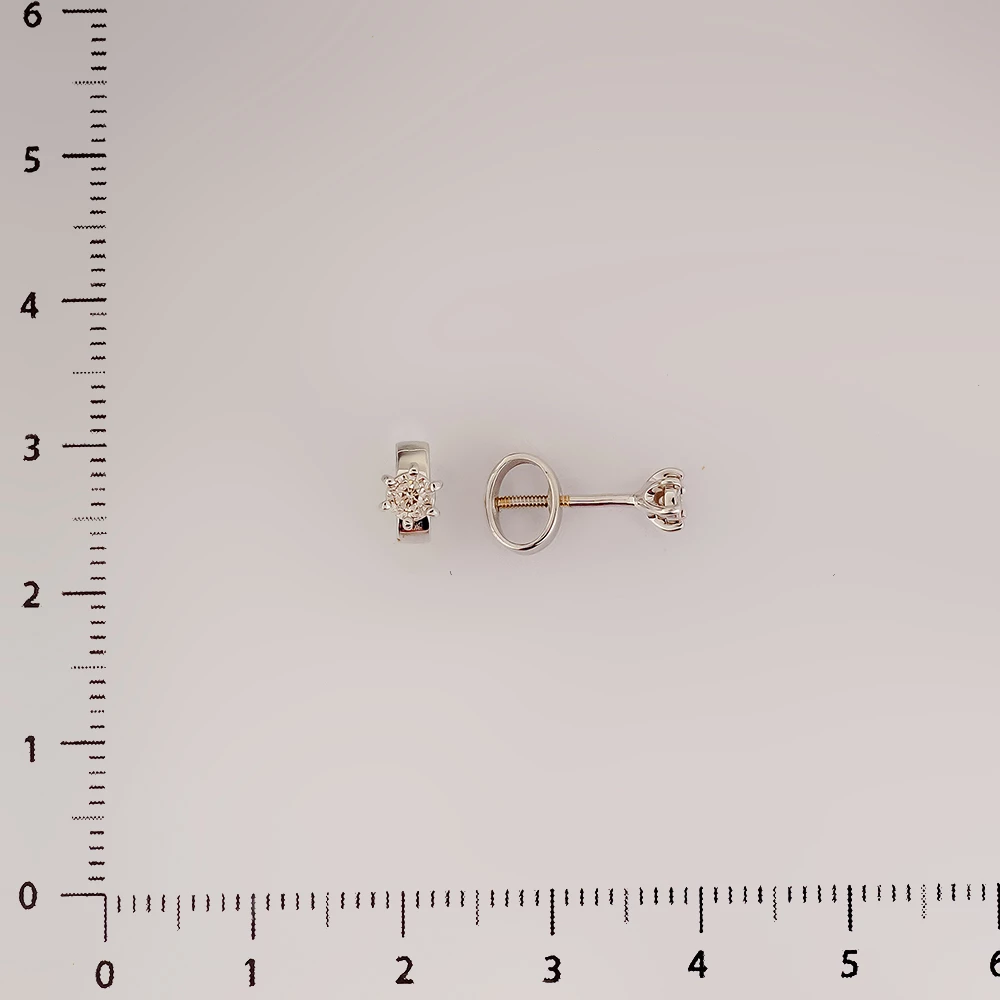 Серьги с бриллиантом из белого золота 585 пробы