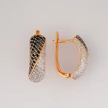Серьги с фианитом из красного золота 585 пробы