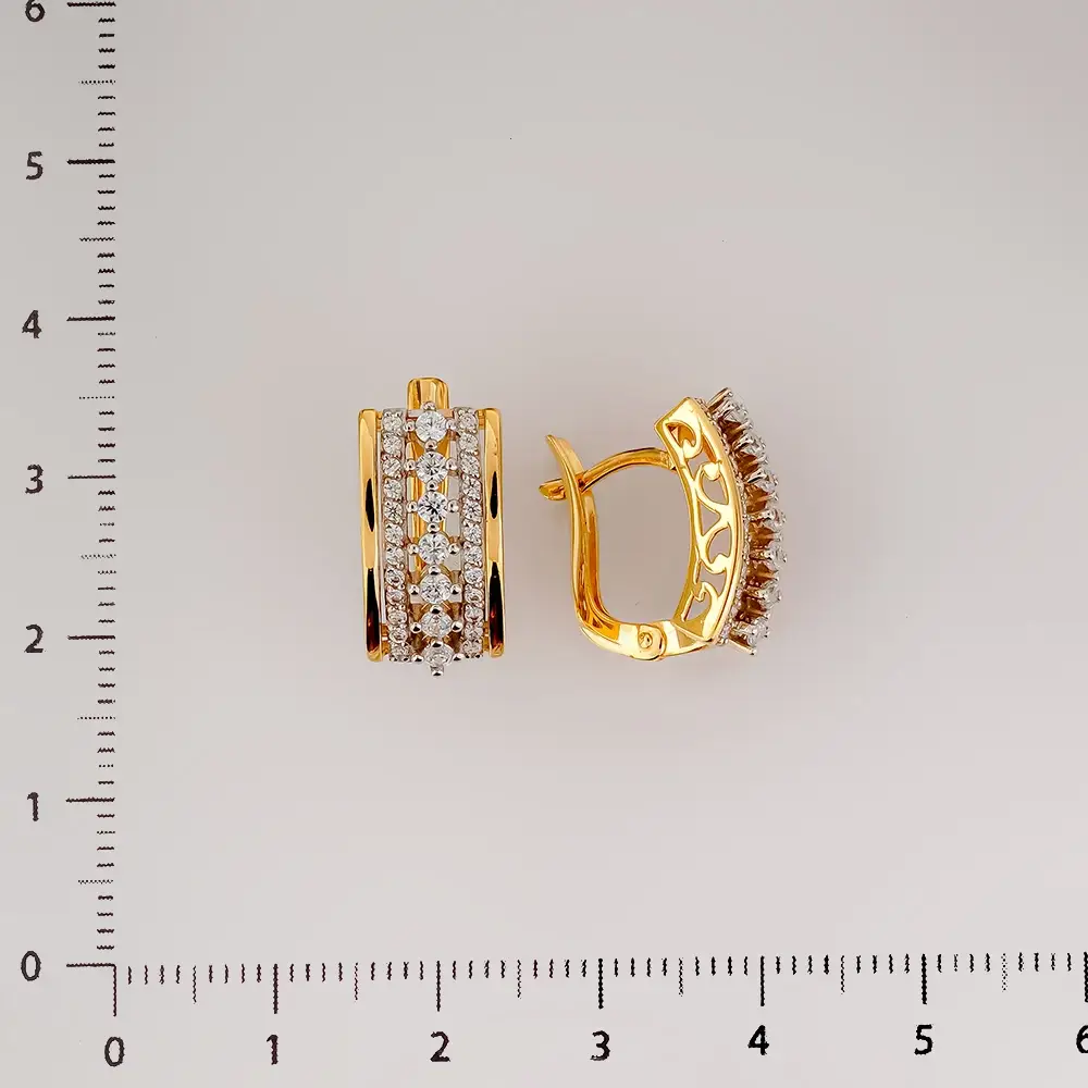 Серьги с фианитом из желтого золота 585 пробы