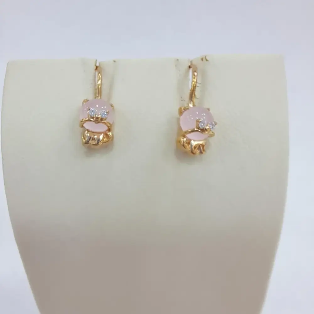 Серьги с кварцем из красного золота 585 пробы