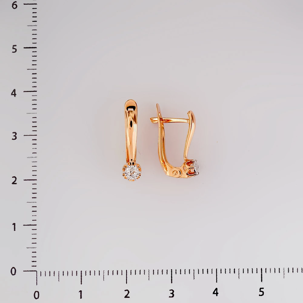 Серьги с бриллиантом из красного золота 585 пробы