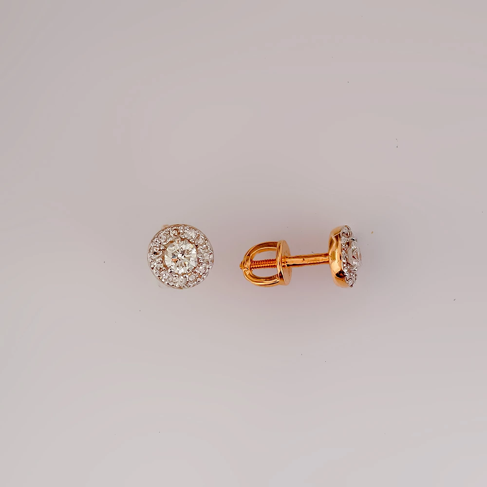 Серьги с бриллиантом из красного золота 585 пробы