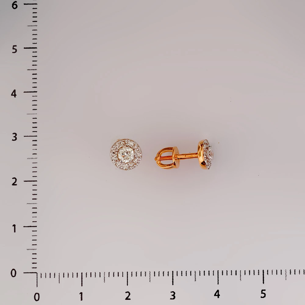 Серьги с бриллиантом из красного золота 585 пробы