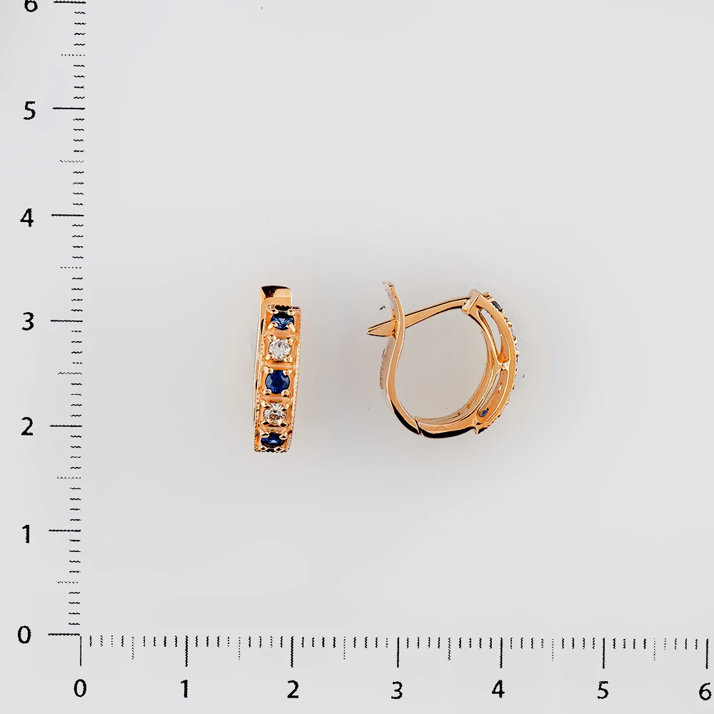 Серьги с сапфиром из красного золота 585 пробы