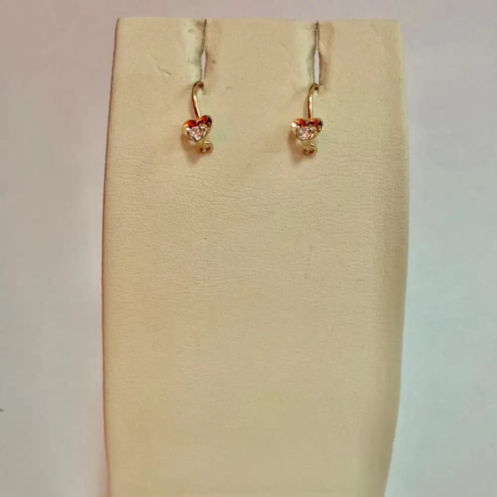 Серьги с фианитом из красного золота 585 пробы