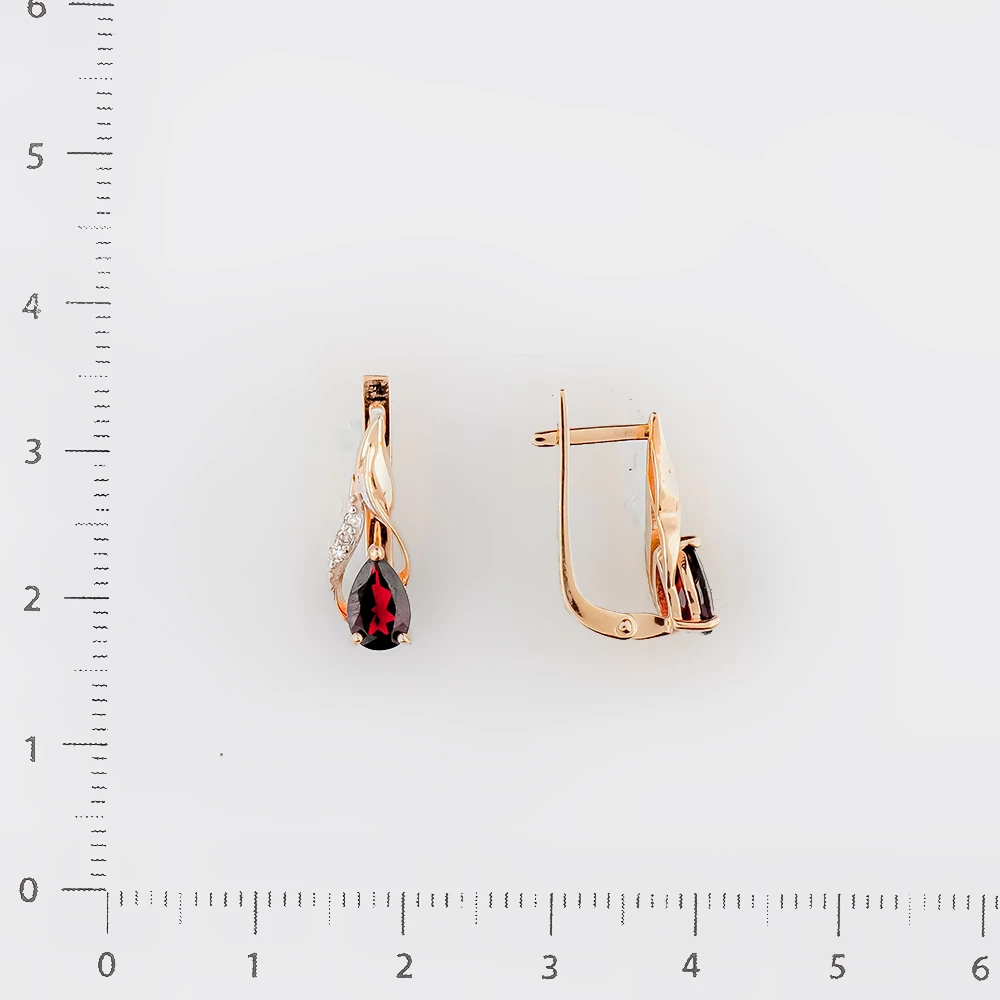 Серьги с гранатом из красного золота 585 пробы