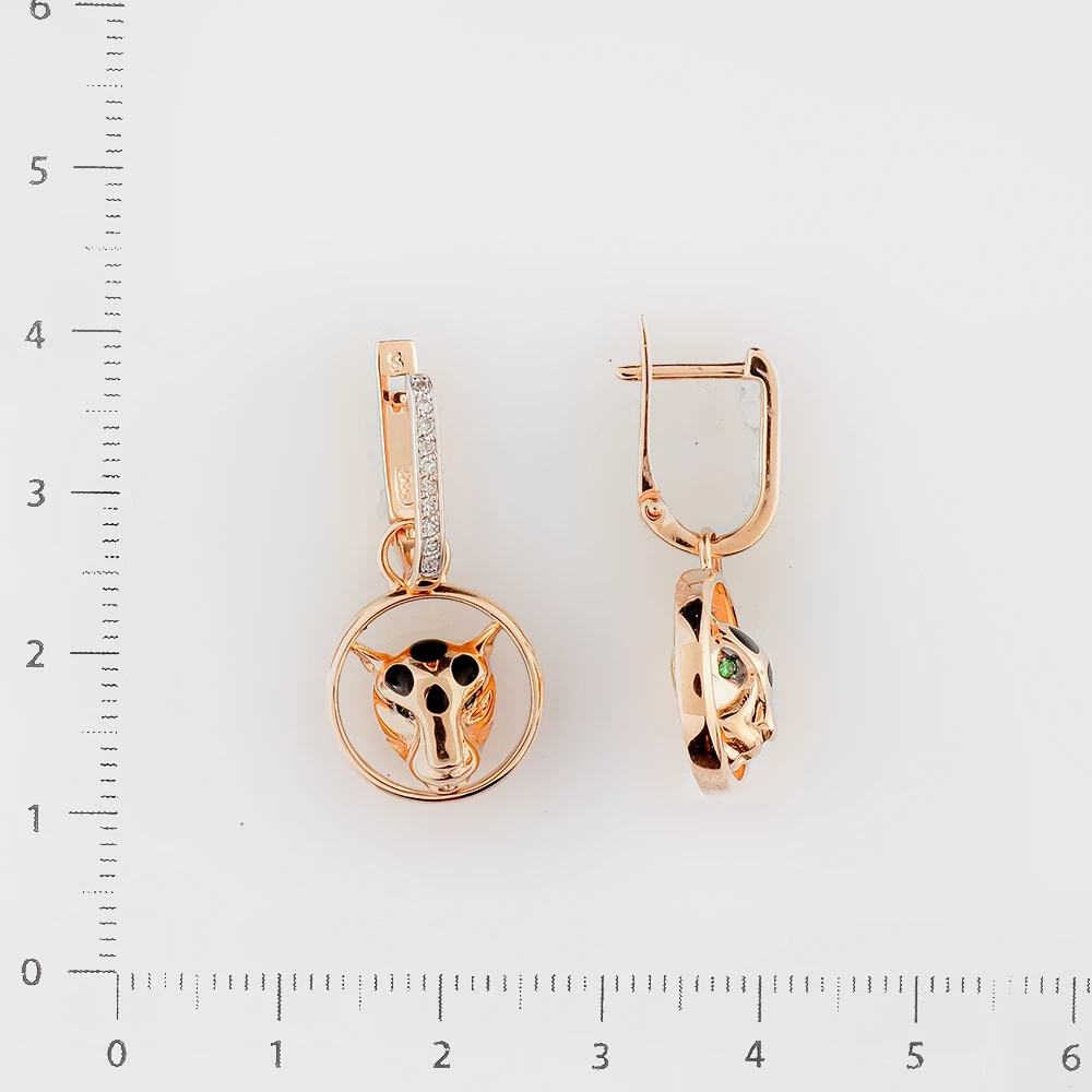 Серьги с бриллиантом из красного золота 585 пробы