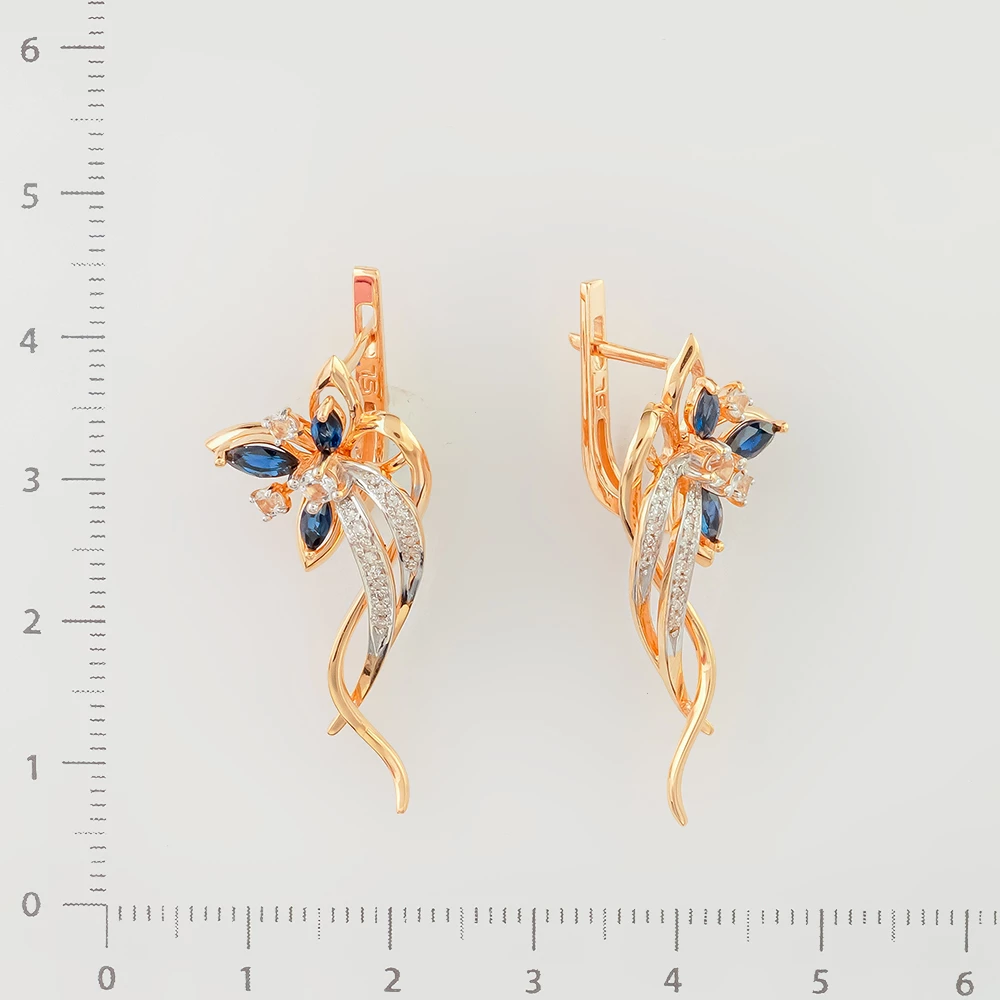 Серьги с сапфиром из красного золота 585 пробы