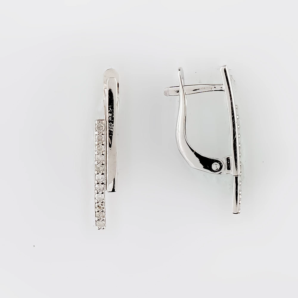 Серьги с бриллиантом из белого золота 585 пробы