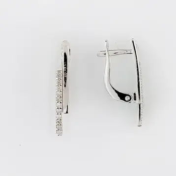 Серьги с бриллиантом из белого золота 585 пробы