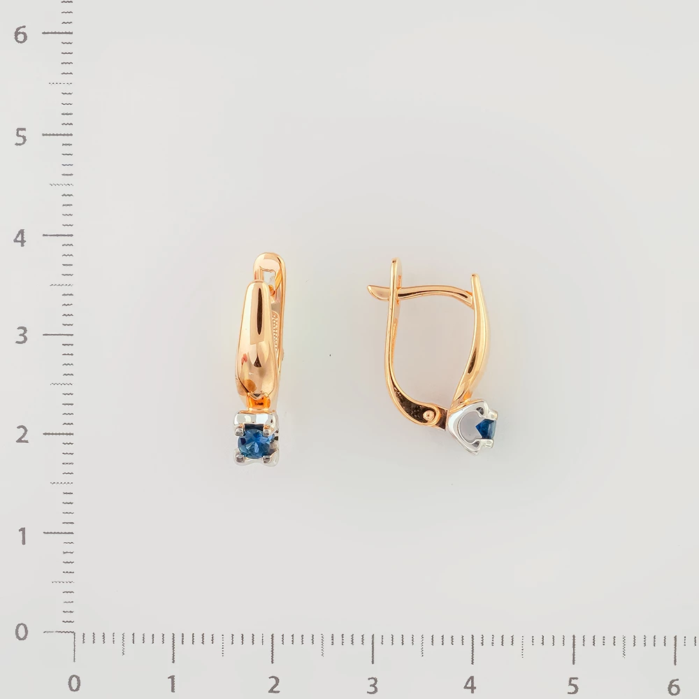 Серьги с сапфиром из красного золота 585 пробы
