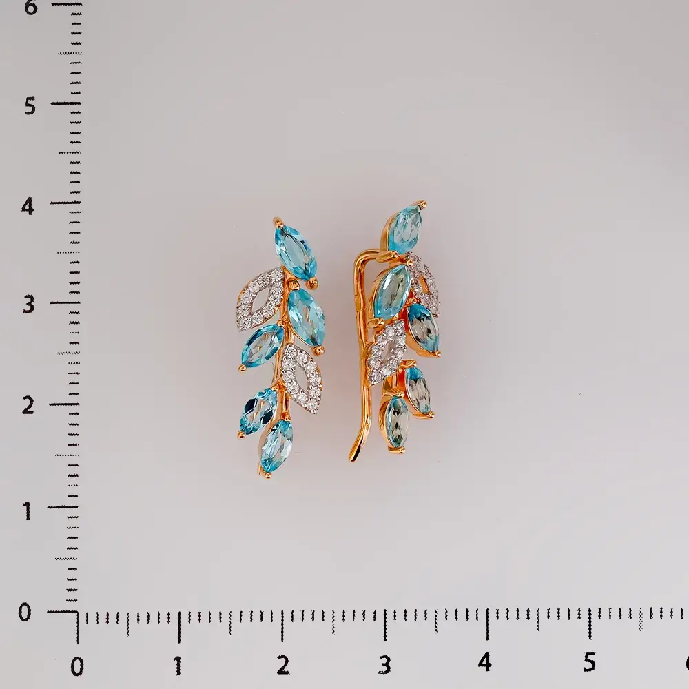 Серьги с топазом из красного золота 585 пробы