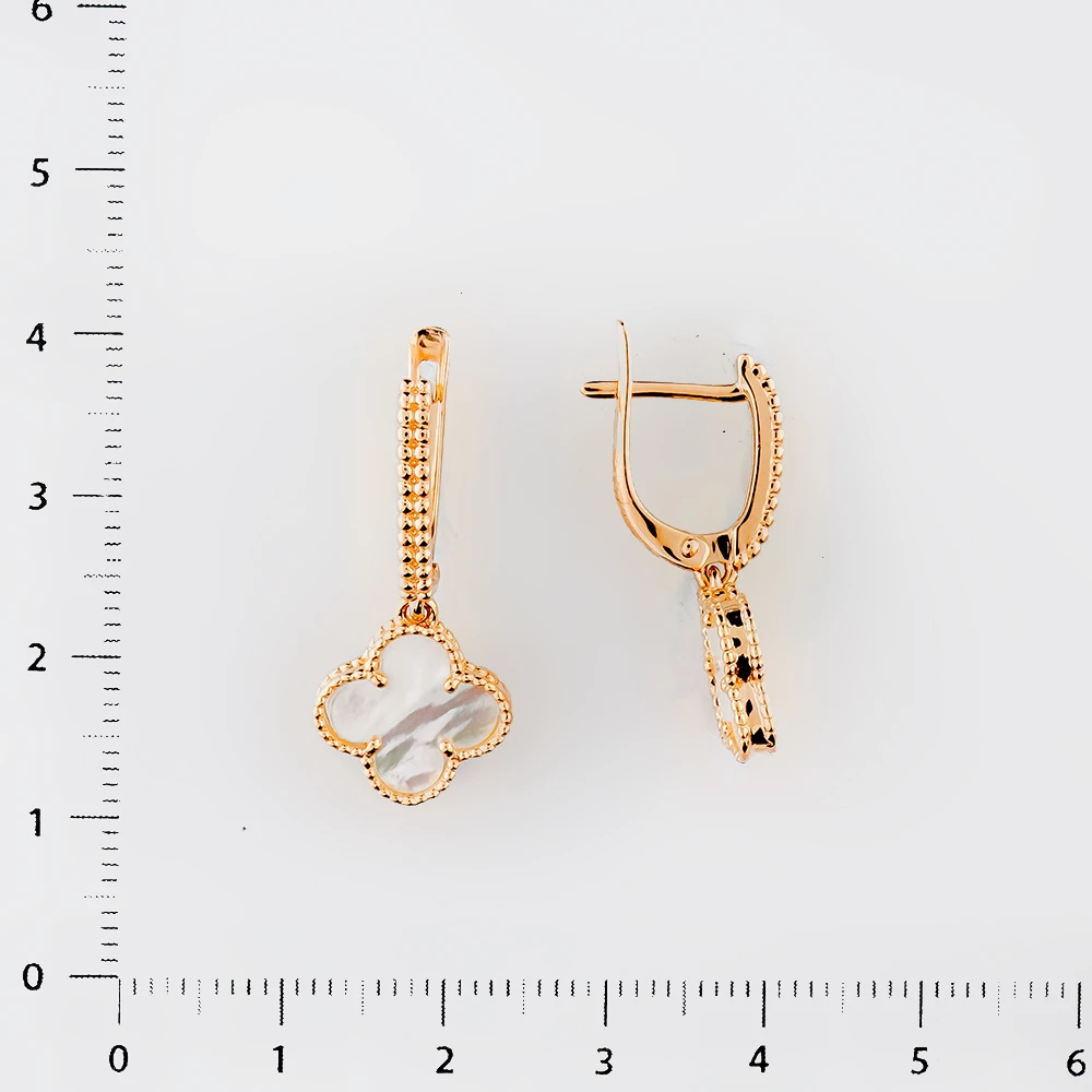 Серьги с перламутром из красного золота 585 пробы