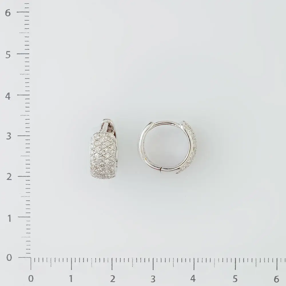 Серьги конго с бриллиантом из белого золота 585 пробы 2