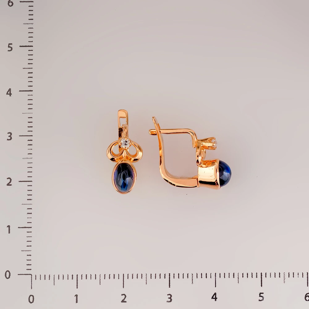 Серьги с фианитом из красного золота 585 пробы