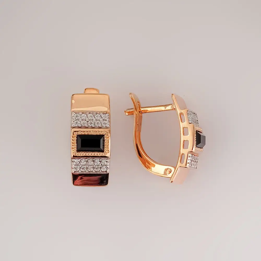 Серьги с агатом из красного золота 585 пробы