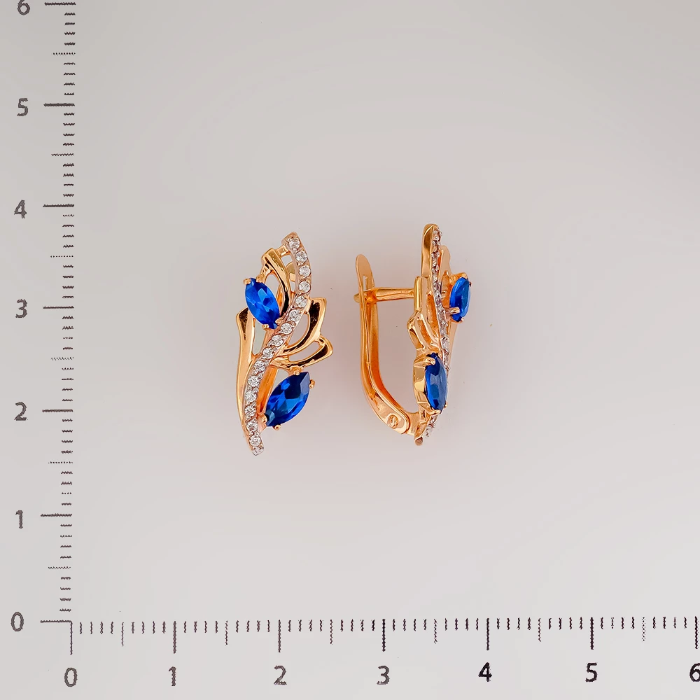 Серьги с ситаллом из красного золота 585 пробы