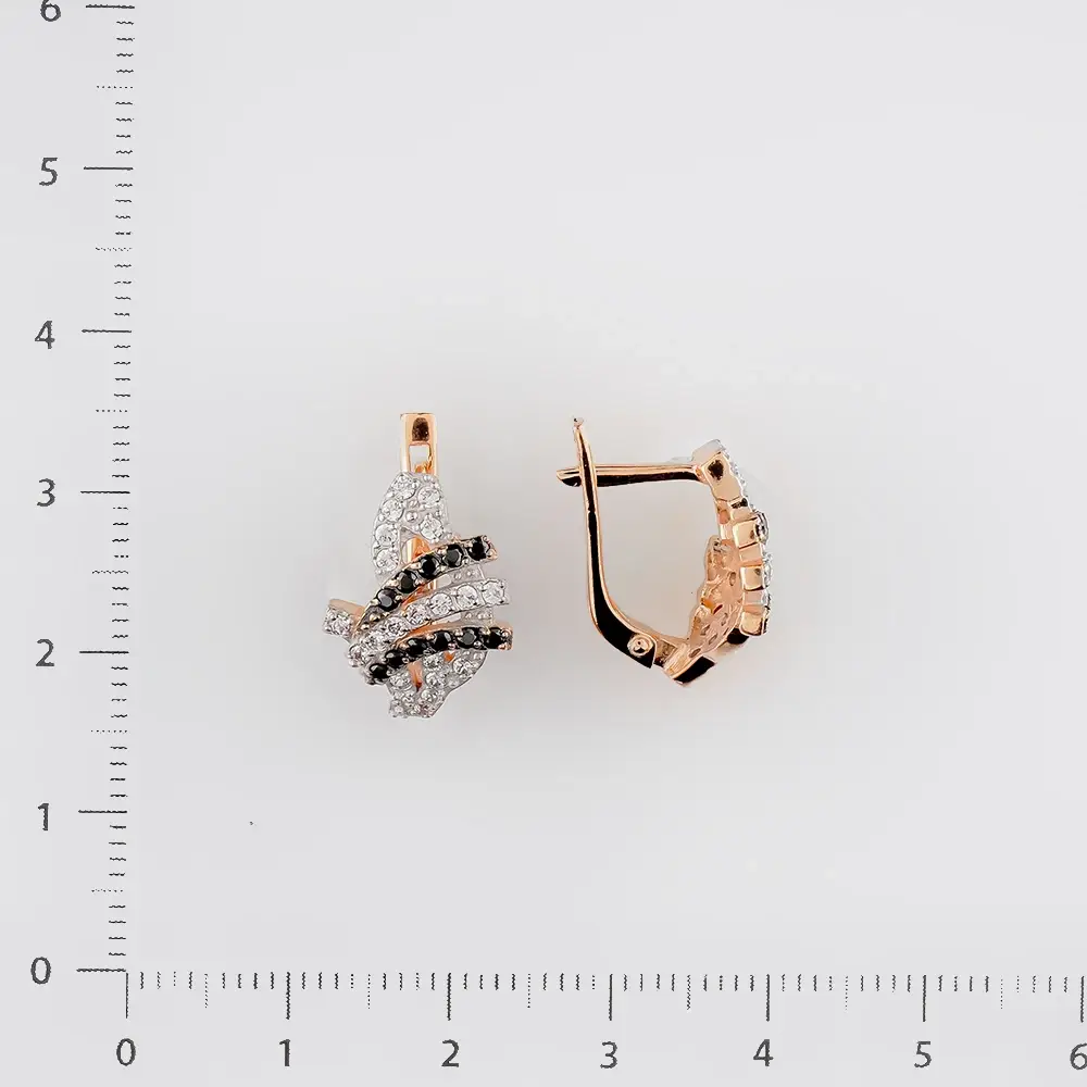 Серьги с фианитом из красного золота 585 пробы