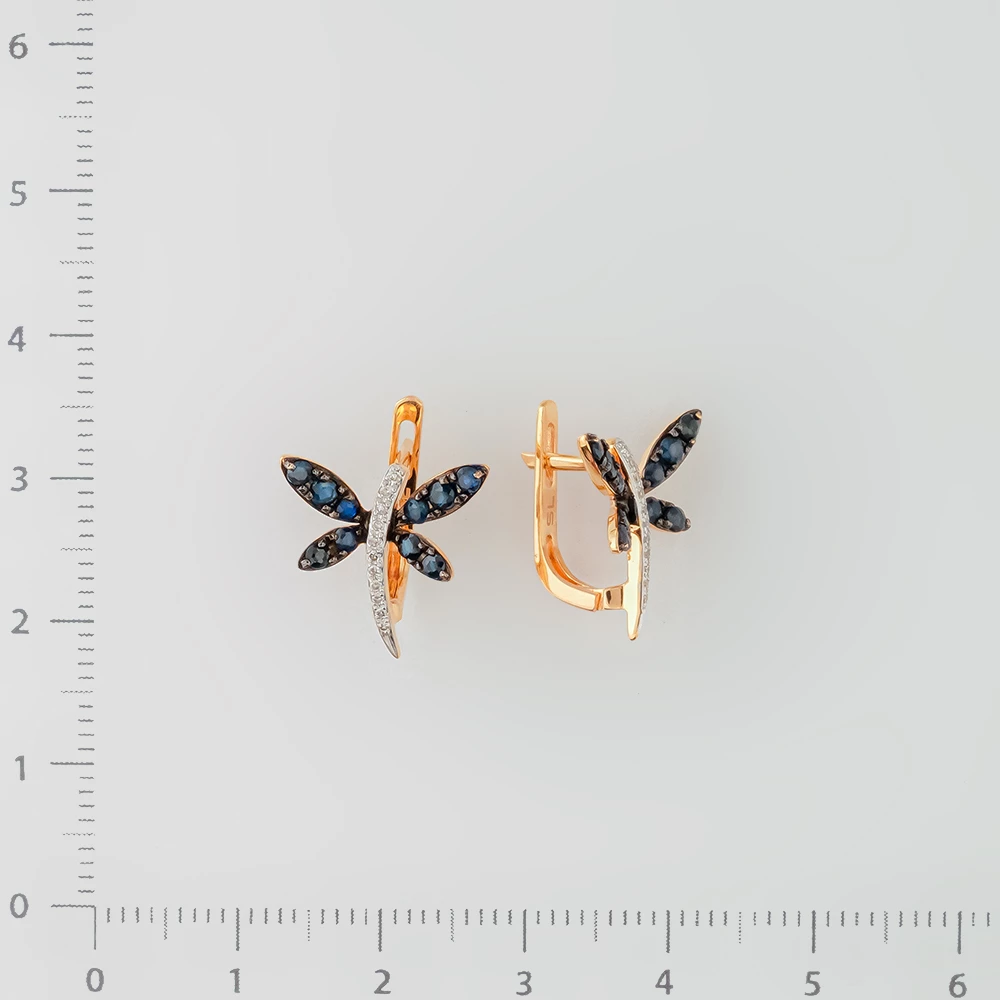 Серьги с сапфиром из красного золота 585 пробы