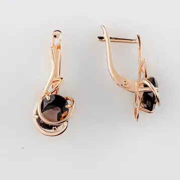 Серьги с раух-топазом из красного золота 585 пробы