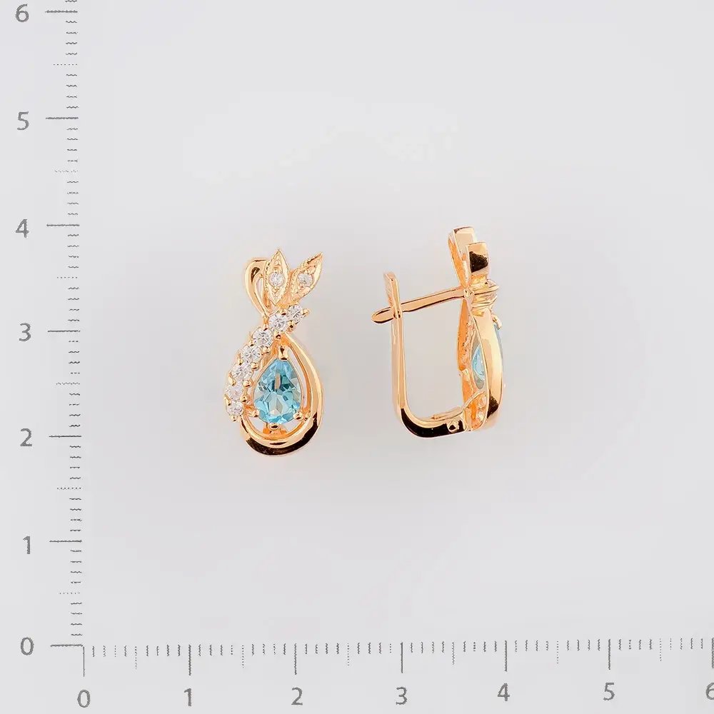Серьги с топазом из красного золота 585 пробы