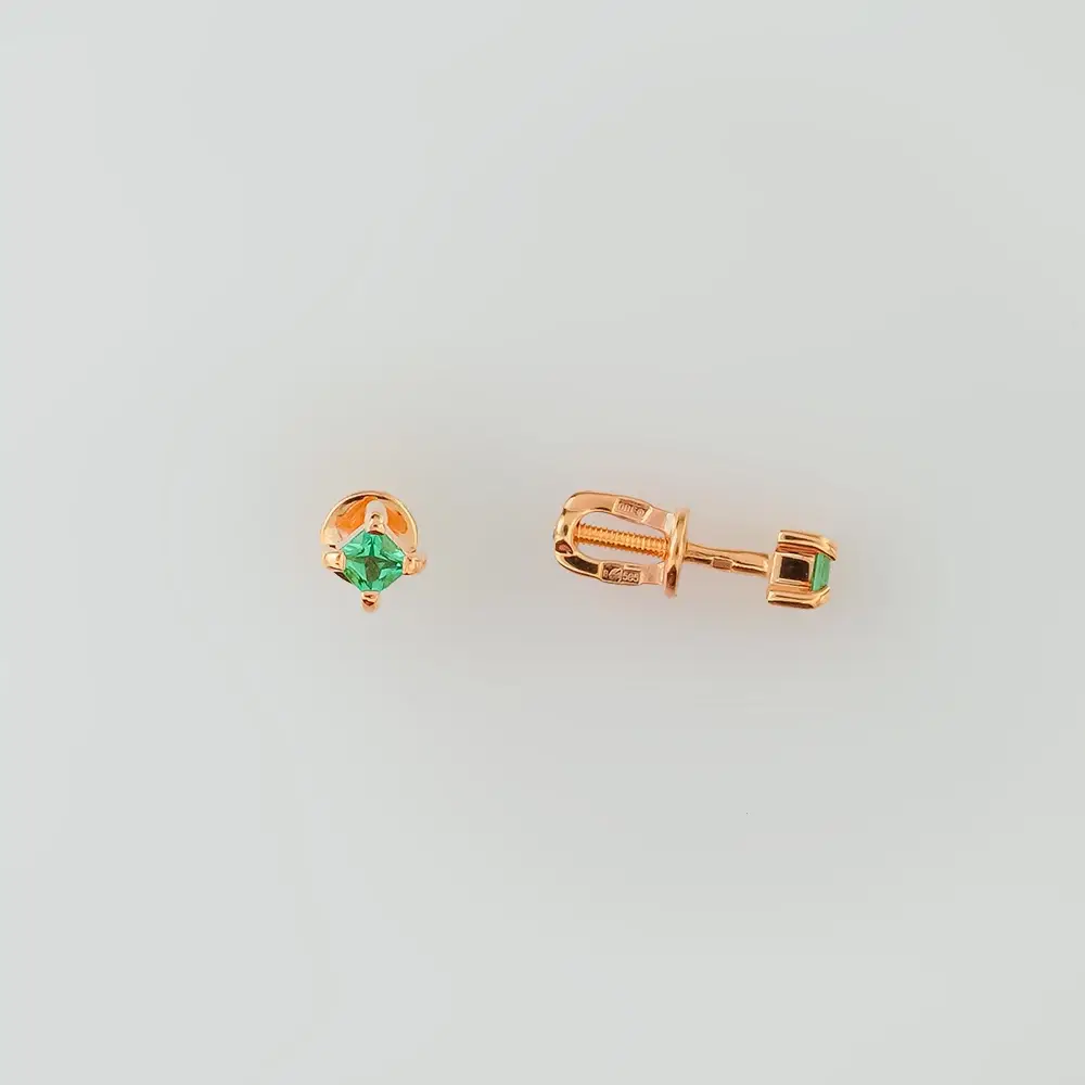 Серьги с изумрудом из красного золота 585 пробы