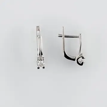 Серьги с бриллиантом из белого золота 585 пробы