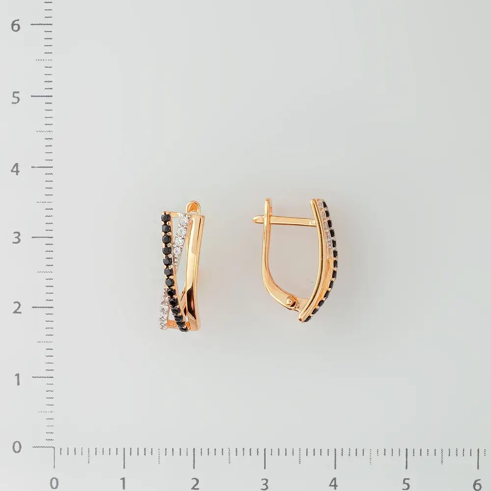 Серьги с фианитом из красного золота 585 пробы