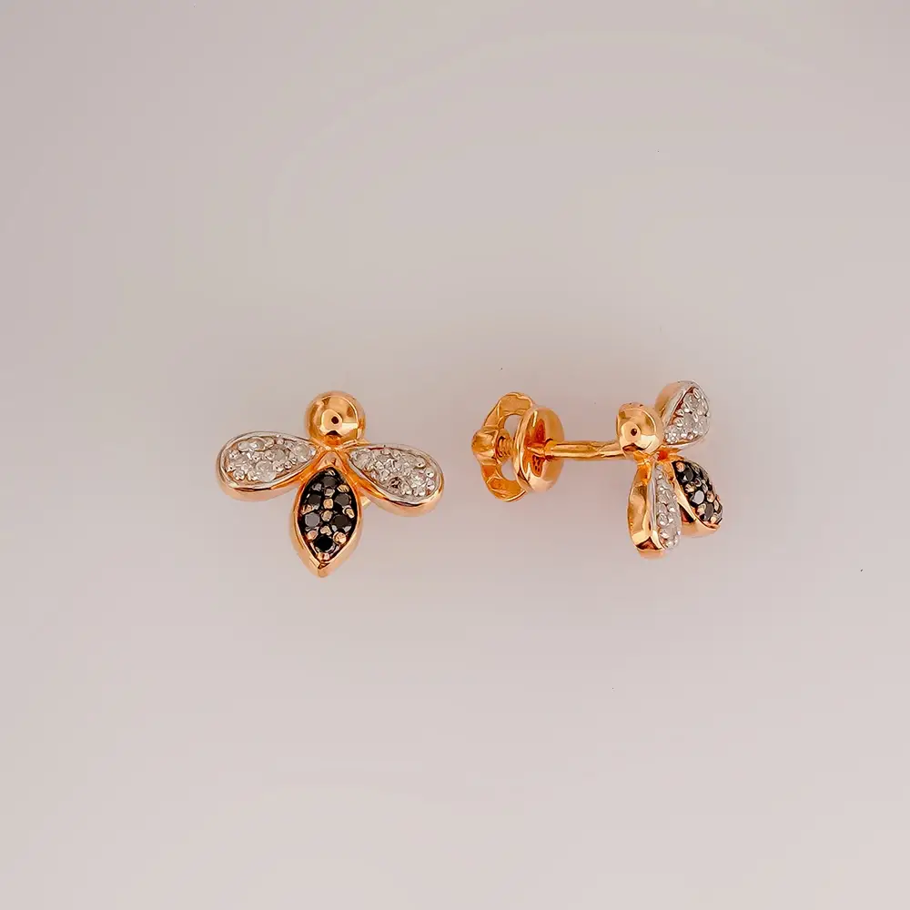 Серьги с бриллиантом из красного золота 585 пробы