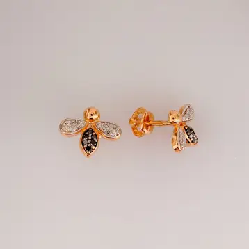 Серьги с бриллиантом из красного золота 585 пробы
