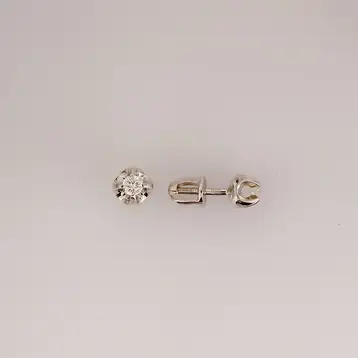 Серьги с бриллиантом из белого золота 585 пробы