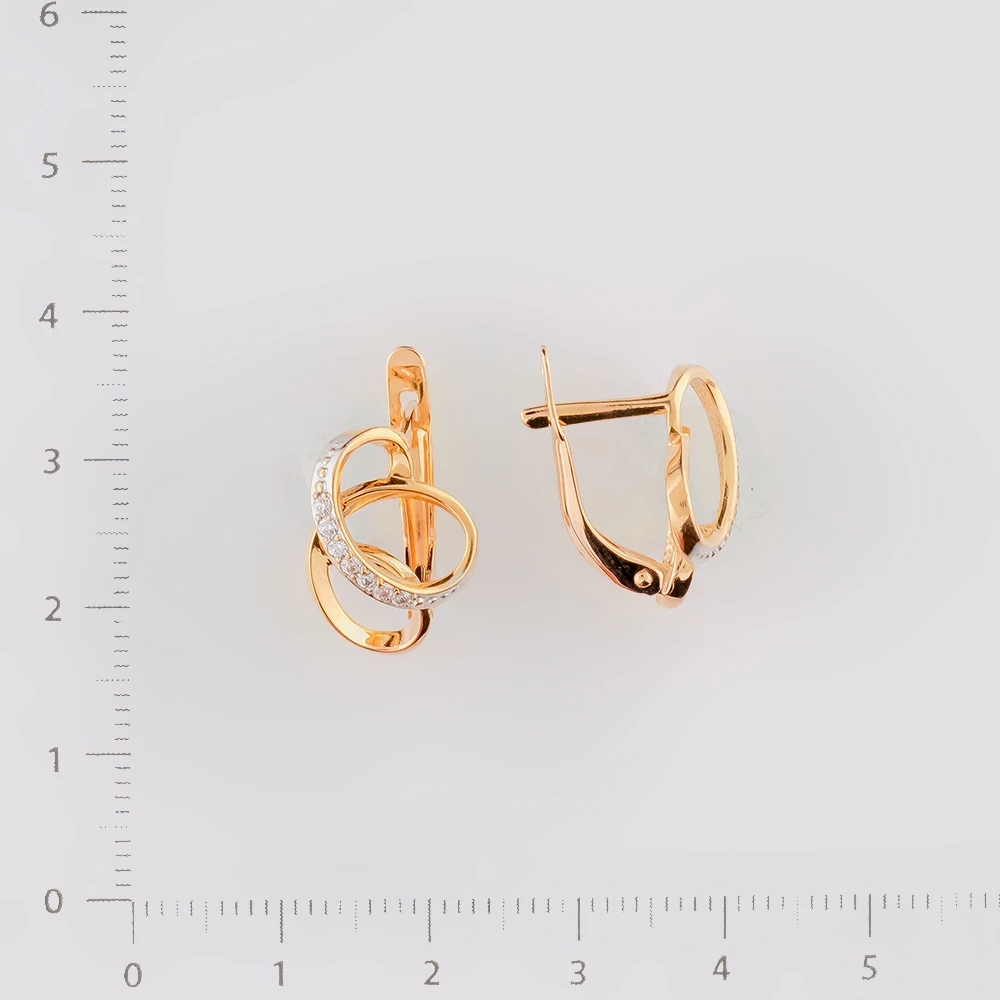 Серьги с фианитом из красного золота 585 пробы