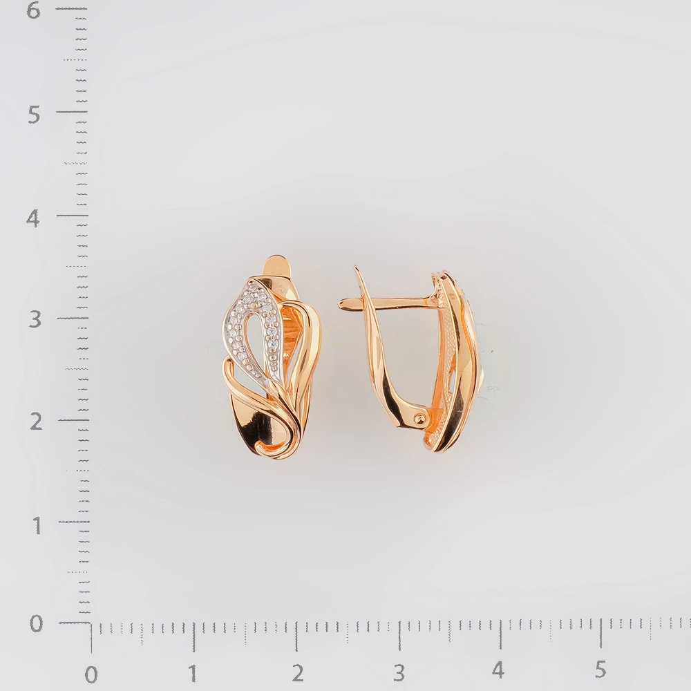 Серьги с фианитом из красного золота 585 пробы