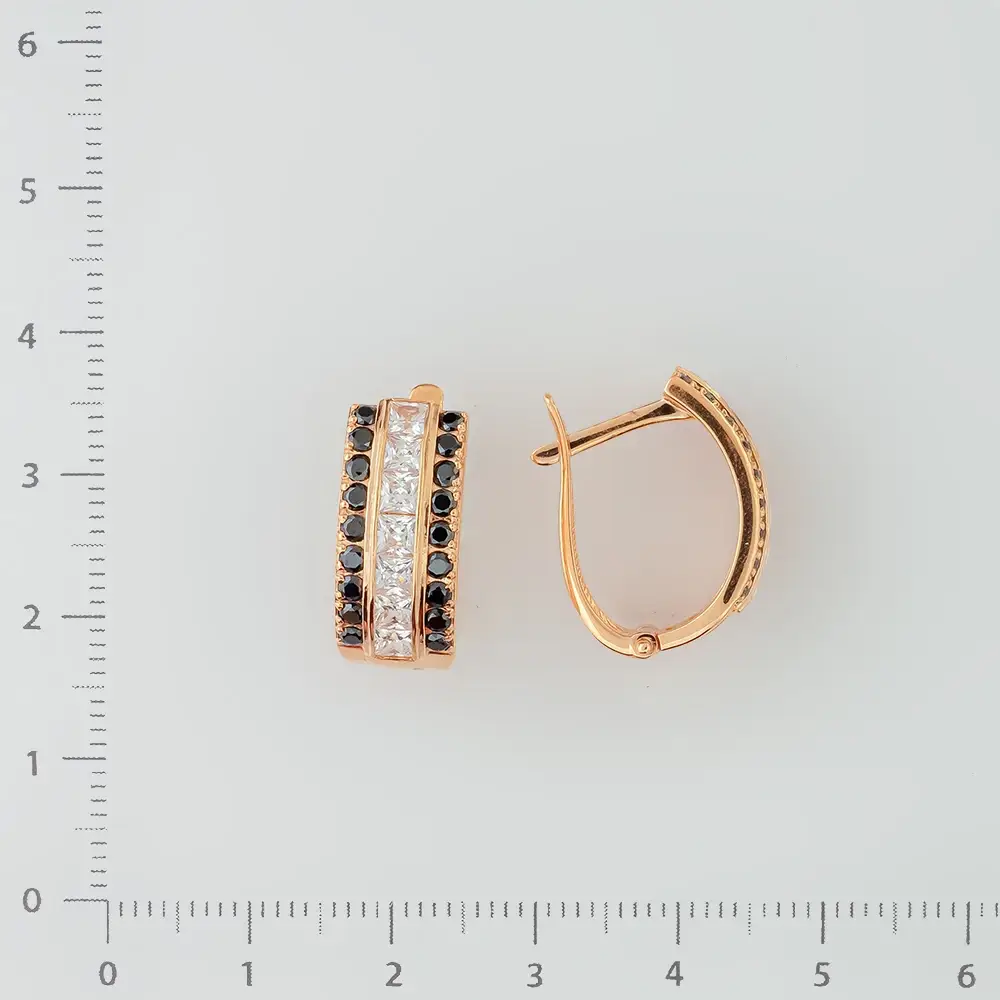 Серьги с фианитом из красного золота 585 пробы