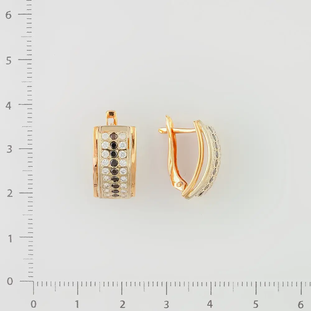 Серьги с фианитом из красного золота 585 пробы