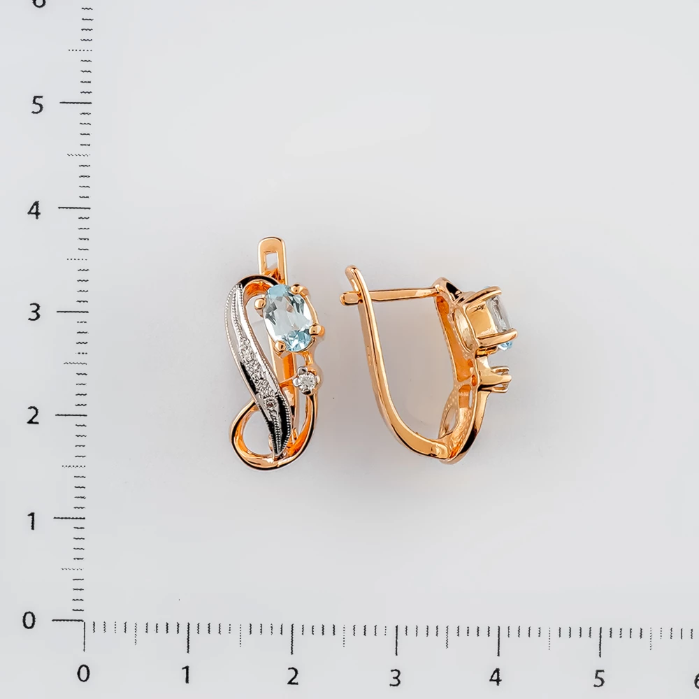 Серьги с топазом из красного золота 585 пробы