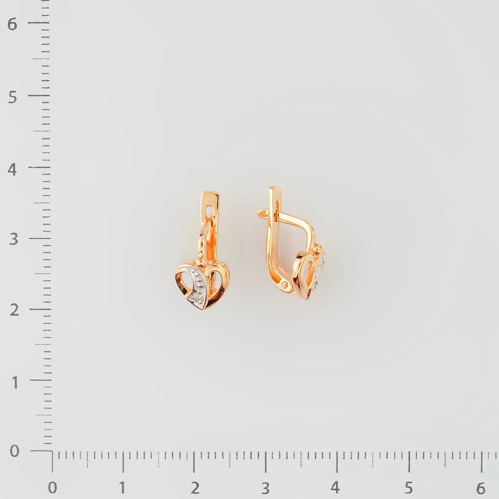 Серьги с фианитом из красного золота 585 пробы