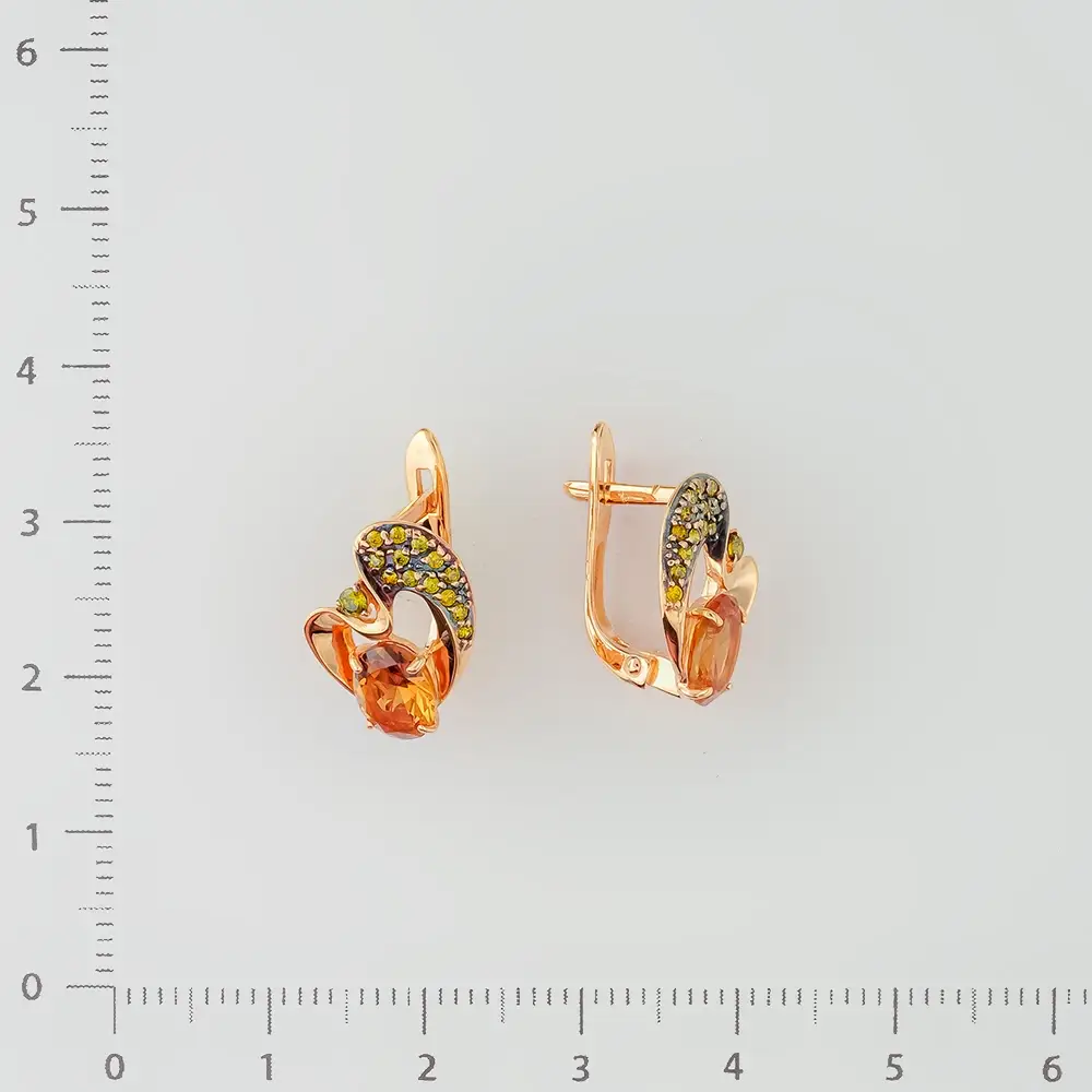 Серьги с цитрином из красного золота 585 пробы 2