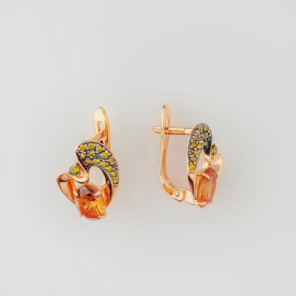Серьги с цитрином из красного золота 585 пробы 1
