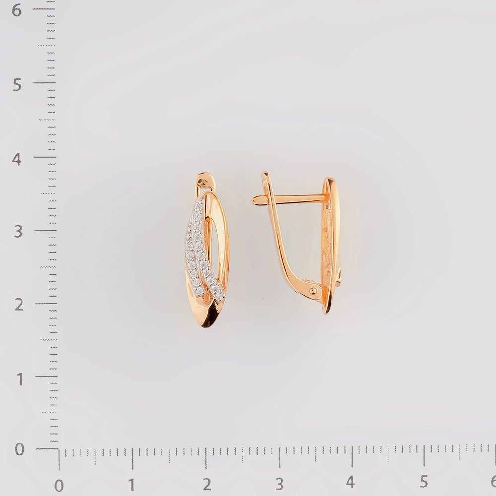Серьги с фианитом из красного золота 585 пробы
