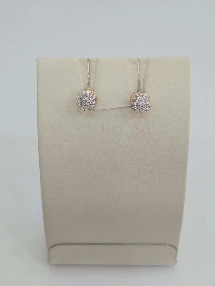 Серьги с фианитом из красного золота 585 пробы