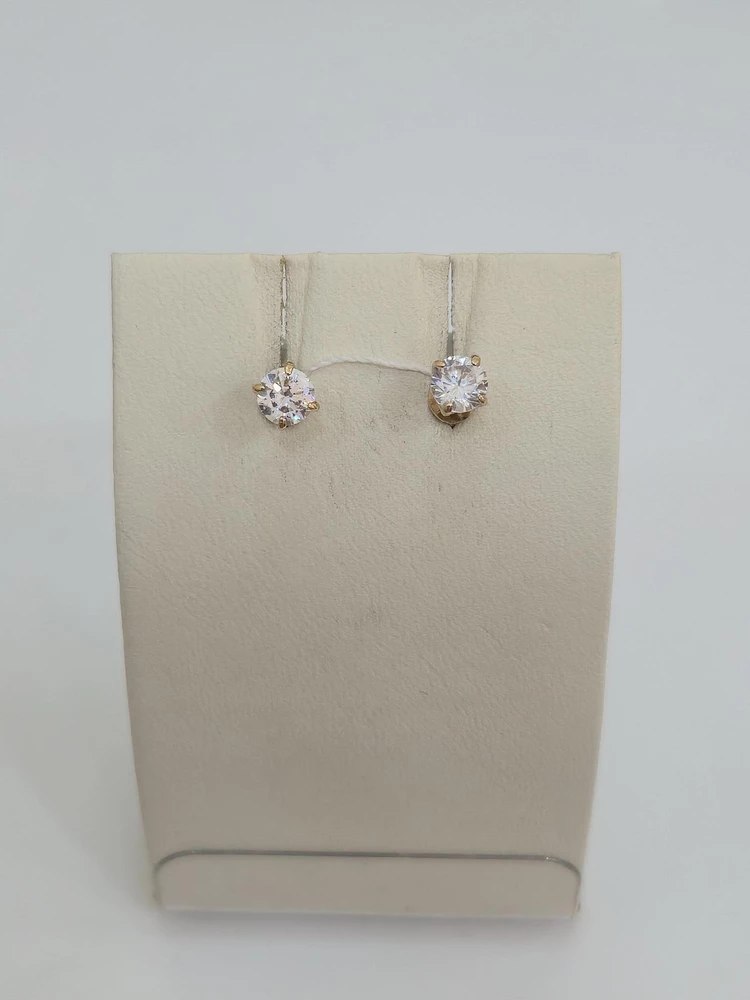 Серьги с фианитом из красного золота 585 пробы