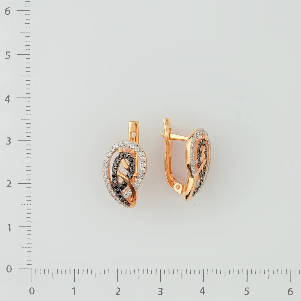 Серьги с фианитом из красного золота 585 пробы