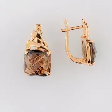 Серьги с раух-топазом из красного золота 585 пробы