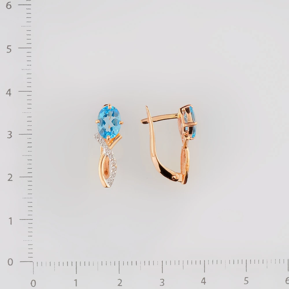 Серьги с топазом из красного золота 585 пробы